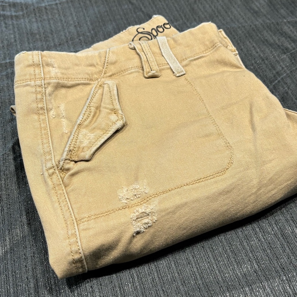 Spoon jeans by Alloy khaki women’s size 9 Y2K low rise flare stretch distressed